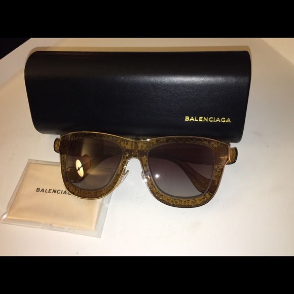 BALENCIAGA BA 0055 SUNGLASSES GOLD NEW IN CASE - Picture 2 of 7